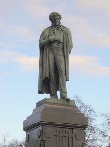 Pushkin Monument located in Pushkin Square in Moscow