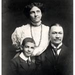 Alonzo, Adrienne, and Norris Herndon, 1907. Alonzo's marriage to Adrienne had a far-reaching impact on his life, greatly influencing his cultural and educational growth. It also produced his only child, Norris, who succeeded him as chief executive of Atlanta Life Insurance Company.