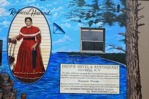Commissioned by the City of Olympia in 2011, a mural honoring Rebecca G. Howard is located at the former site of the Pacific House. (Photo: Olympia Historical Society) 