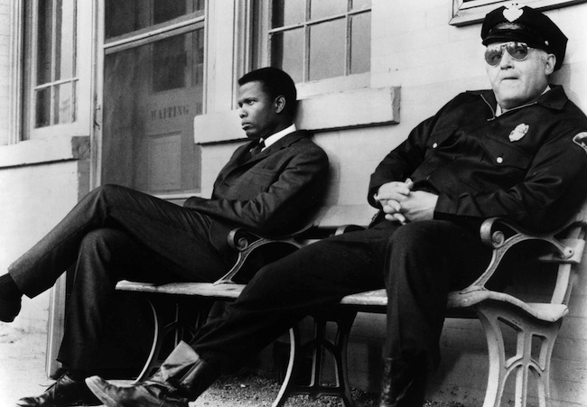 1967 film still of Sidney Poitier and Rod Steigler for "In the Heat of the Night" to be featured at the Wisconsin Film Festival March 30-April 2, 2000. UW-Madison News & Public Affairs 608/262-0067 Photo by: courtesy Wisconsin Film Festival Date: 2/00 File#: photo provided by Metro-Goldwyn-Mayer Studios Inc.