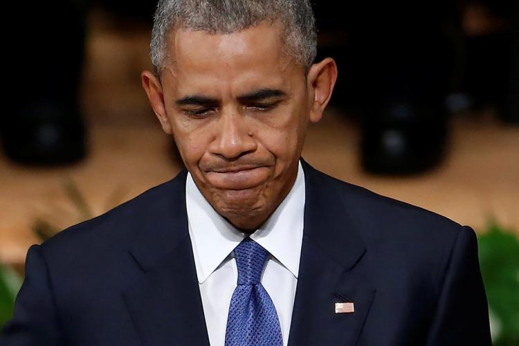 Obama speaks during the interfaith service Tuesday in Dallas.